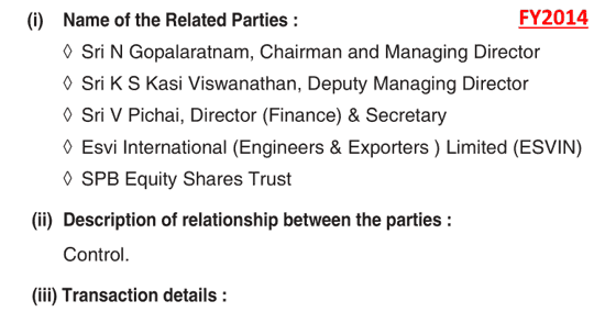 Seshasayee Paper And Boards Ltd List Of Related Parties FY2014