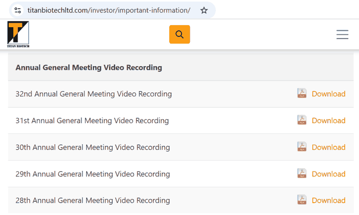 Titan Biotech Ltd Links To AGM Recordings On Website